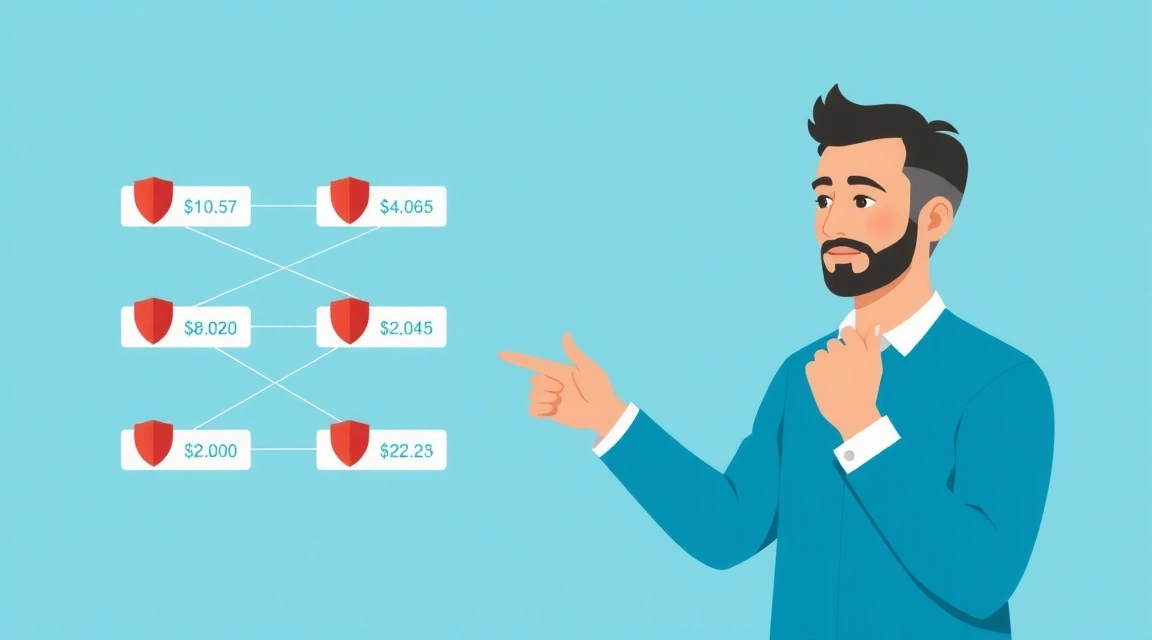 A person thoughtfully looking at a screen with various data points and privacy shields, symbolizing data usage and protection